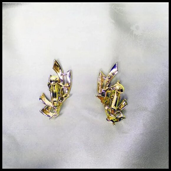 Vintage Coro Pegasus Clip On Earrings MCM 50s Abstract Clipons - Picture 4 of 11